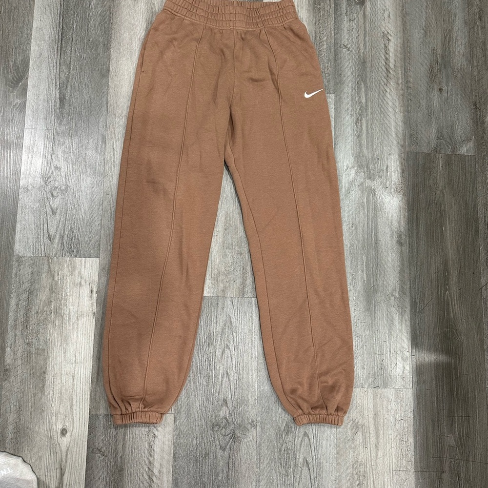 Nike Brown Joggers with White Logo